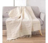 Plaid à Franges Jacquard ""Doreline"" 125x150cm Beige