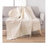 Plaid à Franges Jacquard ""Doreline"" 125x150cm Beige