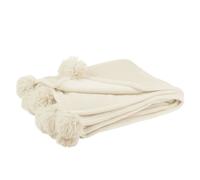 Plaid à Pompons Blanket 130x170cm Beige