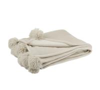 Plaid à Pompons Blanket 130x170cm Beige Foncé