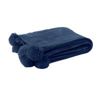 Plaid à Pompons Blanket 130x170cm Bleu
