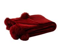 Plaid à Pompons Blanket 130x170cm Rouge