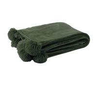 Plaid à Pompons Blanket 130x170cm Vert Foncé