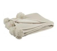 Plaid à Pompons Tout Doux en Polyester Beige Beige G