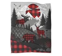 Plaid animaux carreaux microfibre couverture polaire déco | 70×80inchtoucher doux microfibre chaleur légère canapé lit accent impression 3D style chalet cadeau cocooning voyage