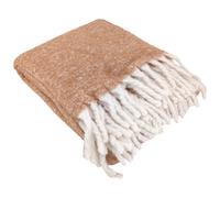 Plaid aspect mohair 100% polyester recyclé 130x180 cm HYGGE Marron caramel