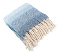 Plaid aspect mohair 100% polyester recyclé 130x180 cm HYGGE Rayé bleu