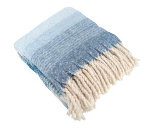 Plaid aspect mohair 100% polyester recyclé 130x180 cm HYGGE Rayé bleu