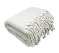 Plaid aspect mohair 100% polyester recyclé 70x180 cm HYGGE Blanc neige