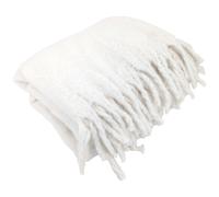 Plaid aspect mohair 100% polyester recyclé 70x180 cm HYGGE Blanc neige