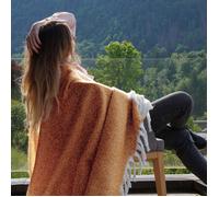 Plaid aspect mohair 100% polyester recyclé 70x180 cm HYGGE Marron caramel