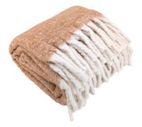 Plaid aspect mohair 100% polyester recyclé 70x180 cm HYGGE Marron caramel