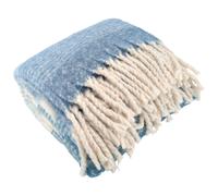 Plaid aspect mohair 100% polyester recyclé 70x180 cm HYGGE Rayé bleu
