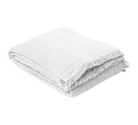 Plaid avec franges 125x180 cm BREHAT 100% gaze de coton blanc