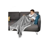 Plaid avec manches et poche - 120 x 160cm - Sherpa et flanelle - Enfant - Gris -