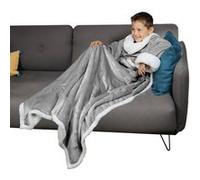Plaid avec manches et poche - 120 x 160cm - Sherpa et flanelle - Enfant - Gris - Vivezen Gris G