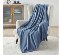 Plaid - Bedsure - Couverture en flanelle unie - Bleu délavé - 240x220cm