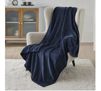 Plaid - Bedsure - Couverture en flanelle unie - Bleu marine - 130x150cm