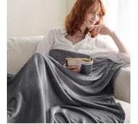 Plaid - Bedsure - Couverture en flanelle unie - Gris givré - 150x200cm