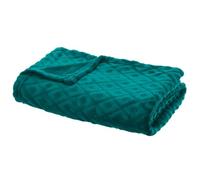 Atmosphera – Plaid 3D losange en flanelle Bleu canard 180x230 cm