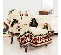Plaid bohème Chic,Navajo Azteque jeté de canapé Ethnique,Tricotées Couverture à Franges,Double Face Patchwork,pour intérieur,extérieur,Camping (Tailles Multiples)