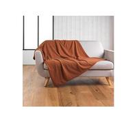 Plaid bouclette unie Wooly terracotta 180x220