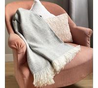 Plaid cachemire et laine gris souris