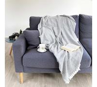Plaid cachemire et laine gris souris