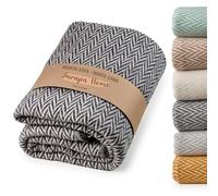 Plaid canapé élégant et durable, couverture multiusos pour lit et canapé, plaid grande taille, jeté de canapé en 100% coton, idéal pour l’hiver et l’automne (Gris Foncé, 130x180 cm)