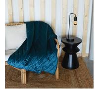 Plaid Canapé en velours matelassé Bleu Paon 125x160 cm
