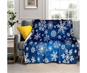Plaid Canape Flocon De Neige De NoëL Bleu Couverture Lestée Douce Pelucheuse en Mcro Flanelle LéGèRe Peluche Couverture Plaid Epais pour Genou Canapé Loisirs Couverture Lit 2 Personnes (180x220 cm)