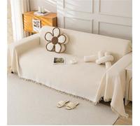 Plaid canapé grande taille réversible 1/2/3/4 places léger et doux beige 180x380 cm COUVERTURE
