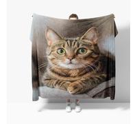Plaid Canape Polaire 100x130 cm - Motif de Chat à Poil Court Plaid Couverture Polaire 1 Personnes Lit Jete, Brun Automne Hiver Couverture Sherpa en Douce et Chaud, Enfant Couverture Cadeau