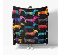 Plaid Canape Polaire 130x150 cm - Teckel Animal Plaid Couverture Polaire 1 Personnes Lit Jete, Noir Couverture Sherpa en Douce et Chaud