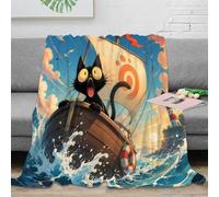 Plaid chat bateau imprimé 3D microfibre doux déco canapé | 60x80inchmicrofibre peluche sensation douce chaleur légère plaid lit salon