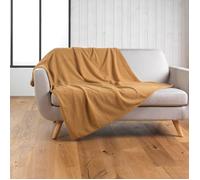 Plaid Wooly bouclette camel 125 x 150 cm - Plaid chaud 100% polyester, doux et cocooning