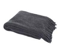 Plaid - HOME DECO FACTORY - Chenille - Franges - Gris