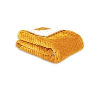 Plaid Chevron-sherpa, moutarde l.130 x L.170 cm