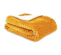 Plaid Chevron-sherpa, moutarde l.130 x L.170 cm