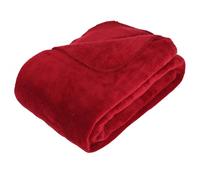 Plaid, couverture en microfibre coloris rouge -longueur 230 x profondeur 180 x hauteur 1 cm