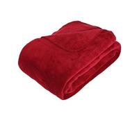 Plaid, couverture en microfibre coloris rouge -longueur 230 x profondeur 180 x hauteur 1 cm