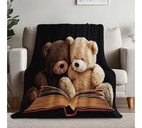 Plaid Couverture Flanelle 70 x 100 cm, Coloré Couverture Douce Et Chaude pour Lit ou Canapé Salon - Ours en Peluche Simple Imprimé Anti-Pilling Hypoallergénique Plaid pour Filles et garçons