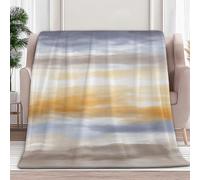 Plaid Couverture Polair Flanelle en Microfibre Rayures Simples 180 x 200 cm | Abstrait Texture 3D Impression Douce Couverture de Lit Plaid Jeté de Canapé Convient Enfants Rester Chaud en HiverBeige