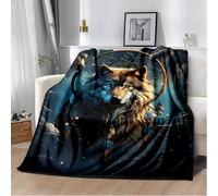 Plaid Couverture Polaire en Flanelle Loup et Attrape-Rêves, Spirituel, pour Femmes Hommes - 200X220 Cm Confortable Lavable, Plaid Spirituel Amérindien, Pour la Maison, Lit, Canapé Ou Fauteuil-FR115