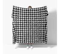 Plaid Couverture Polaire en Flanelle, Motif Pied-De-Poule Jeté de Canapé 150x200 cm lit 1 Personnes Chaud, Noir Couverture Polaire Douce et Légère Camping et Voyage