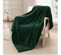 Plaid Couverture Polaire Extra Large, Doux et Chaud, pour Canapé et Lit, Texture Gaufrée, Douillet et Léger, 130x170 CM, Vert Foncé