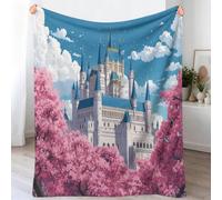 Plaid Couverture Polaire, Fantaisie Château Jeté de Canapé 200x220 cm, Bleu | Élégant Romantique Fleur Flanelle Plaid lit 2 Personnes Chaud et Doux pour Femme et Homme, Toutes Saisons