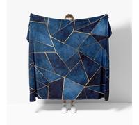 Plaid Couverture Polaire Flanelle en Microfibre, Design GéOméTrique Moderne Couverture lit Jeté de Canapé 2 Personnes, Bleu Plaid Fourrure Chaud et Doux en Peluche 180x200 cm