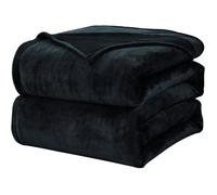 Plaid Couverture Polaire Flanelle en Microfibre, Jeté de Canapé 150x200 Noir, Couverture lit Jete de Canape 2 Personnes