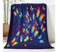 Plaid Couverture Polaire, Rêveur Esthétique Impression Douce Flanelle Couverture de Lit Plaid, Papillon Dégradé Ligne En Spirale Point Lumineux Jeté de Canapé Convient Adultes et Enfants, 150x200 cm